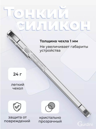 Чехол накладка для iPhone 16 Pro Gurdini Ultra Twin 1 mm с защитой камеры (прозрачный)