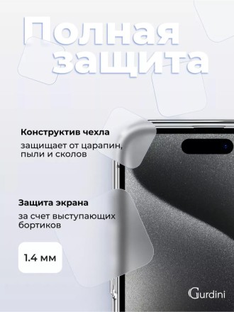 Чехол накладка для iPhone 16 Pro Gurdini Ultra Twin 1 mm с защитой камеры (прозрачный)